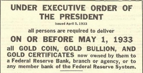 When FDR made gold illegal to own for everyday people – At the point of a gun