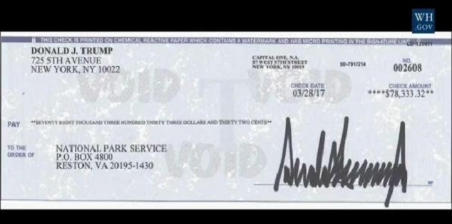 Trumps-first-salary-donation Trump’s first salary donation — $78K — given to Nat’l Park Service Trump  