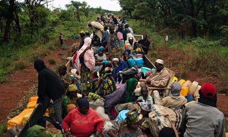 MDG: Humanitarian aid crisis : AU peacekeeping convoy of IDP Muslims from the capital Bangui, CAR