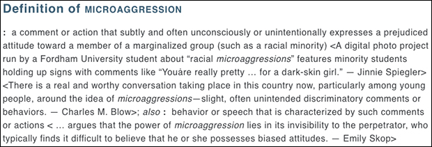 microagression ‘Microaggression’ & ‘Safe Space’ Added to Merriam-Webster Dictionary Culture  