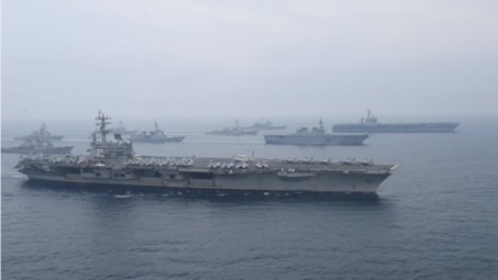 usjap_small US aircraft carriers join Japanese forces off North Korean coast for military training Asia  